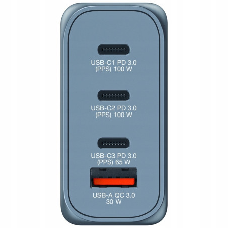 Ładowarka sieciowa 100W GaN USB-C USB-A 4x Verbatim czarna Adapter