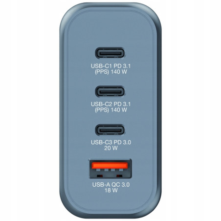 Ładowarka sieciowa 140W Verbatim GaN 3xUSB-C USB-A biała zasilacz adap