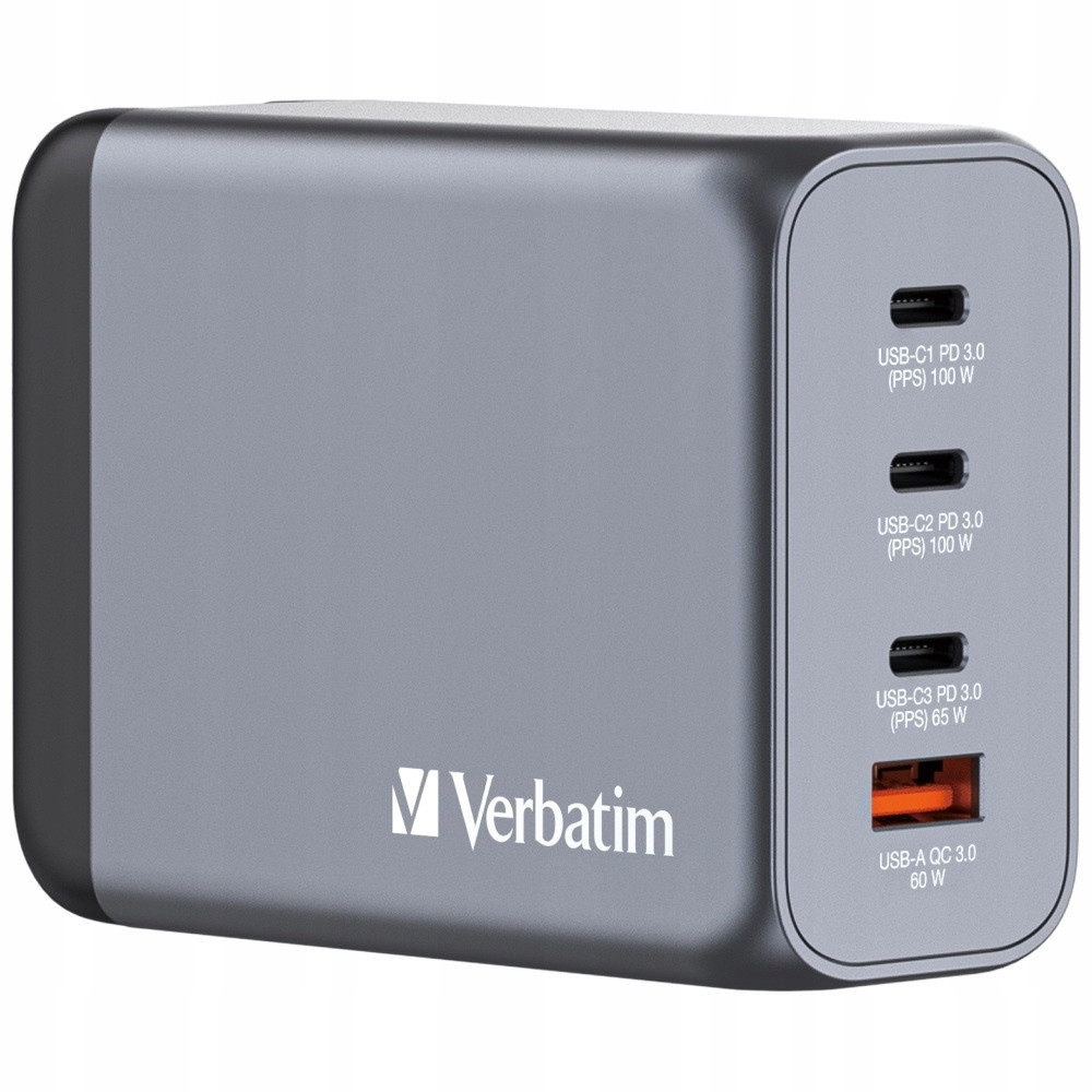 Verbatim Ładowarka sieciowa GaN 200W3xUSB-C/USB-A + Adapter EU/UK/US G