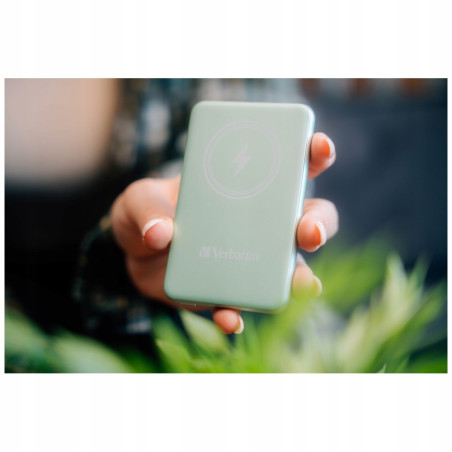 Powerbank Verbatim 5000mAh bezprzewodowy magnetyczny USB-C zielony