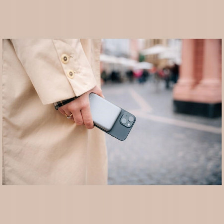 Powerbank indukcyjny 10000mAh USB-C bezprzewodowy szary aluminium Verb