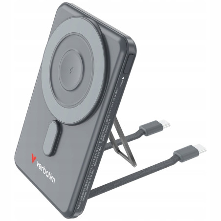 Powerbank indukcyjny 5000mAh 15W Wireless Magnetic szary USB typ C Ver