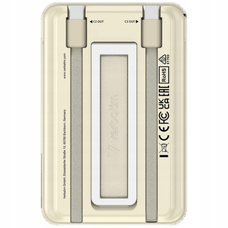 Powerbank indukcyjny 5000mAh 15W USB-C złoty litowo-polimerowy Verbati