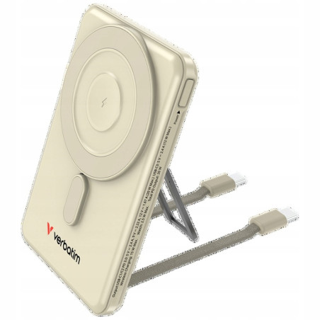 Powerbank indukcyjny 5000mAh 15W USB-C złoty litowo-polimerowy Verbati