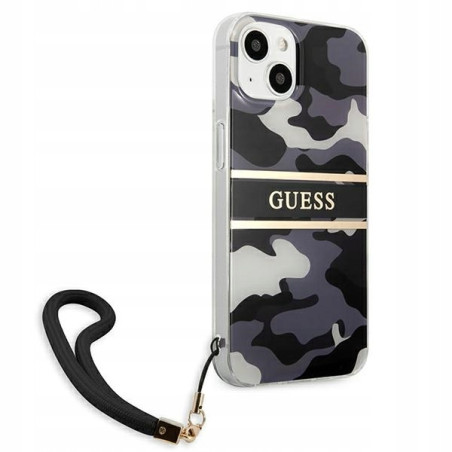 Guess moro kamuflaż paskiem — etui do iPhone 13, czarne