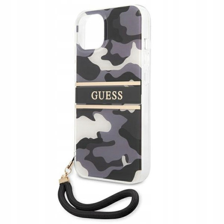 Guess moro kamuflaż paskiem — etui do iPhone 13, czarne