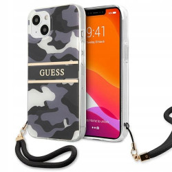 Guess moro kamuflaż paskiem — etui do iPhone 13 mini, czarne