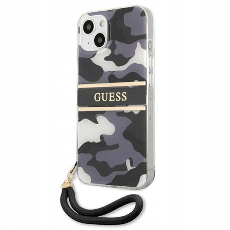 Guess moro kamuflaż paskiem — etui do iPhone 13 mini, czarne