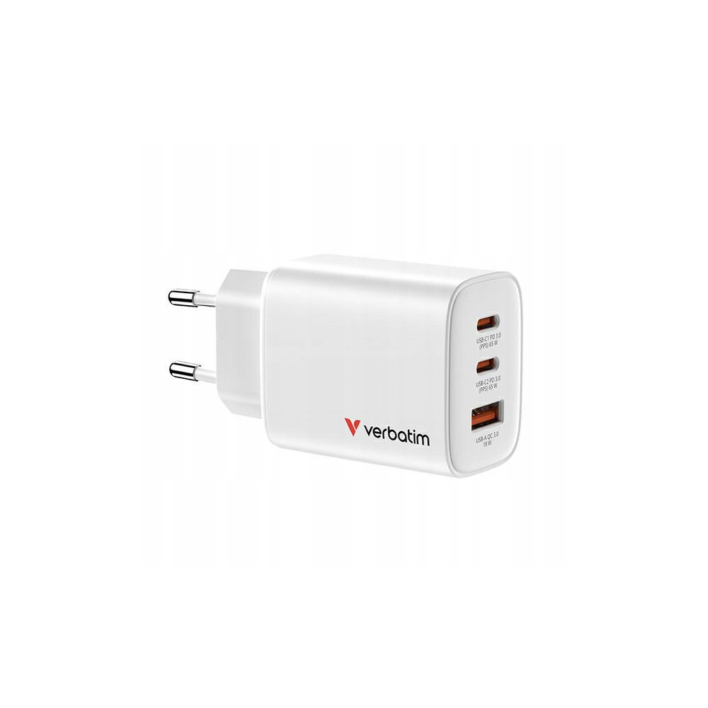 Ładowarka sieciowa USB-C 65W GaN biały Essentials Verbatim zasilacz