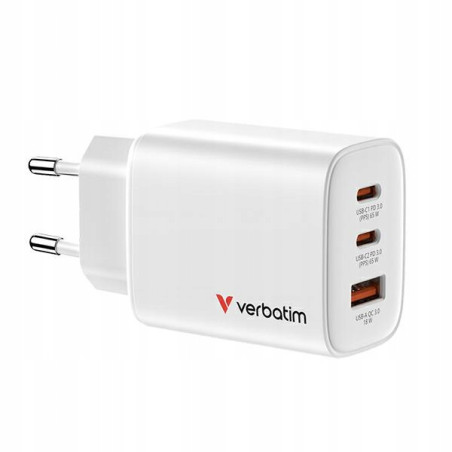 Ładowarka sieciowa USB-C 65W GaN biały Essentials Verbatim zasilacz