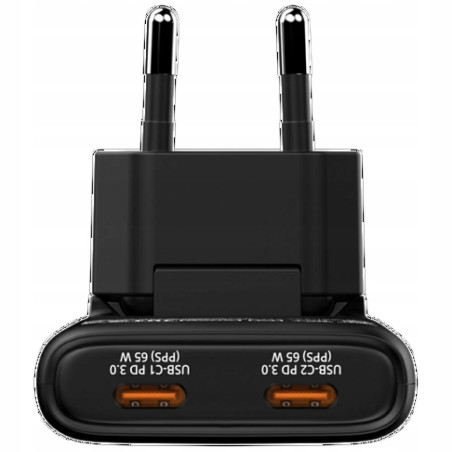 Ładowarka sieciowa USB-C 65W 2 urządzenia GaN czarna Fold n Verbatim