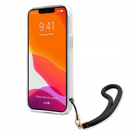 Guess moro kamuflaż paskiem — etui do iPhone 13 mini, czarne